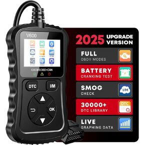 OBD2 ماسح الضوئي ، قارئ قارئ قارئ دعم الجهد الكهربائي ، يمكن لـ FixD Car CAR CAN ، قراءتها ، ومسح رموز خطأ المحرك لجميع مركبات بروتوكول OBDII منذ عام 1996 （الأسود）