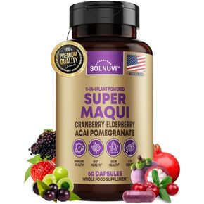 Organic Super Maqui Berry Capsules - Superfood Powder - Elderberry Extract, Cranberry, Pomegranate, Acai - Dry Eye & Tear Support, Gut Health, Skin - 60 Vegan Capsules, Non GMO, Gluten Free Supplement
