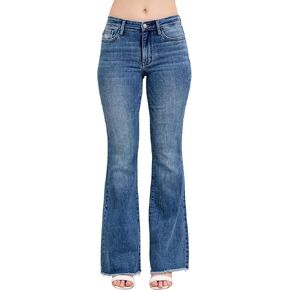 جودي الأزرق منتصف الصعود خمر HEM HEM FLARE ، inseam 33 "