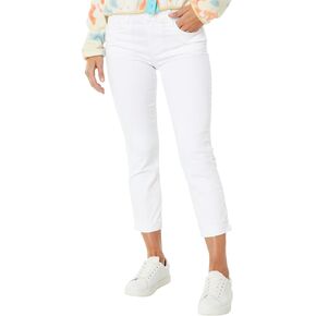 KUT من KLOTH® AMY CROP FRAY-UP-UP-UP FRAY في الجينز الأبيض البصري للنساء-القطن المخلوط