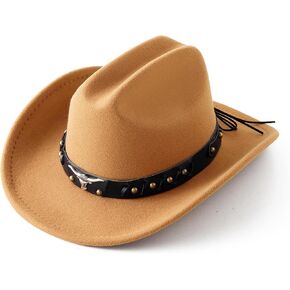 Jastore Kids Boys Cowboy Hat Western Cowgirl Hat for Toddler Leather Belt Buckle Cowgirl Hat for Girls