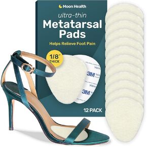 Ultra Thin Metatarsal Pads Women and Men, Foot Pads, Ball of Foot Cushions for Women, Metatarsal Foot Pads for Women, Mens Foot Pads for Balls of Feet | 12 Pack, 6 Pairs, 1/8" Thick