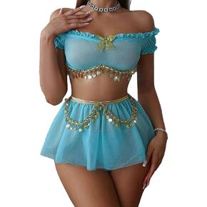 Women's Sexy Princess Lingerie Set - Fairytale Cosplay Fantasy Costume Mint Blue