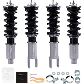 MaxPeedingrods Coilover لـ Honda Civic 1988-2000 ، لـ Honda CRX 1988-1991 ، لـ Delsol 992-1995 ، ل Acura integra 1990-2001 ، 24 طريقة قابلة للتعديل المدمجة ، مجموعة انخفاض قابلة للتعديل في الارتفاع ،