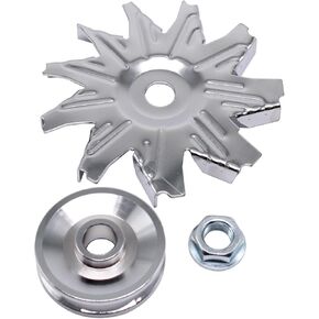 Chrome Alternator Fan And Pulley Kit for Small Block Chevy 327 350 383 400