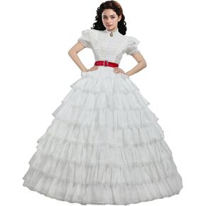 miccostumes Women's 1940s Scarlet Costume Rococo Top Skirt Belt Victorian Ball Gown