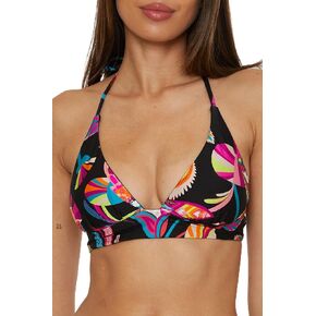 Trina Turk Women's Luminary Halter Bikini Top, Floral Print, Adjustable, Tie Back, Swimwear Separates