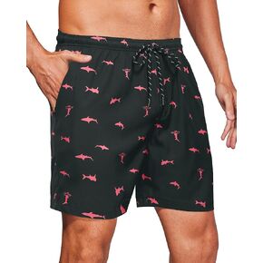 Swim Trunks Mens 7 Inch Bathing Suit with Mesh Liner Men's Stretch Swimwear Quick Dry Swimsuit Beach Shorts