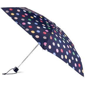 kate spade new york Mini Umbrella, Compact Umbrella with Storage Sleeve for Backpack or Car (Spade Smiley)