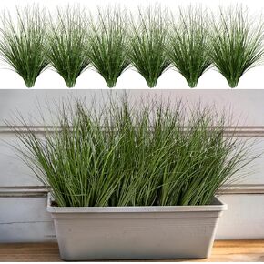 8PCS 17.3" Fake Plants Artificial Wheat Grass Greenery Plastic Plants Fake Grass Artificial Plants for Outdoor Decor Artificial Grass Plant with Greenery Stems for Indoor Home Decoration