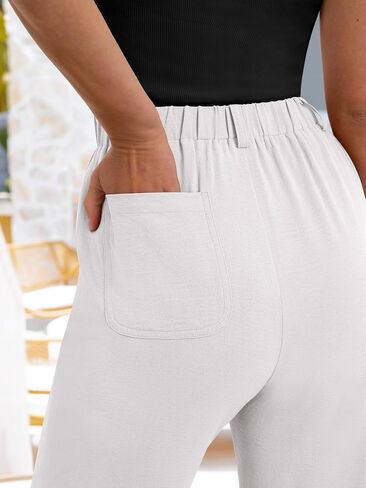 ANRABESS Wide Leg Pants for Women Summer Elastic Waist 2025 Casual Beach Vacation Cropped Palazzo Pants Trousers with Pocket in Saudi Arabia