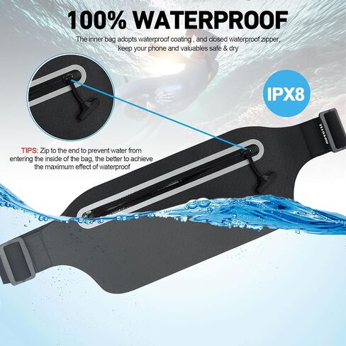 MOVOYEE Dry Bags Waterproof Fanny Pack Women for Swimming Kayaking Men Running Belt Bag Boating Beach Rafting Travel Camping Hiking Waist Pack Slim,Small Waist Bag Water Sports Phone Pouch Kids Black in Saudi Arabia