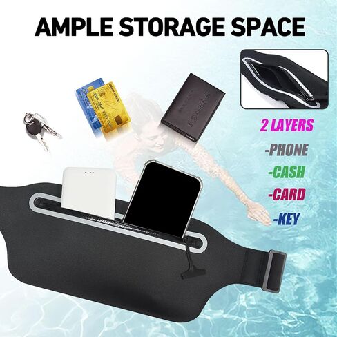 MOVOYEE Dry Bags Waterproof Fanny Pack Women for Swimming Kayaking Men Running Belt Bag Boating Beach Rafting Travel Camping Hiking Waist Pack Slim,Small Waist Bag Water Sports Phone Pouch Kids Black in Saudi Arabia