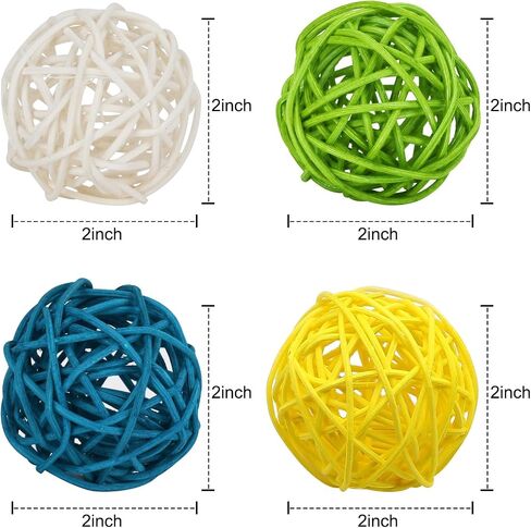 24PCS Yellow Blue Green Rattan Balls Wicker Balls Decorative Balls for Bowl Centerpieces, 2 Inch Twig Spheres Vase Fillers Home Wedding Party Decor in Saudi Arabia