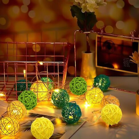 24PCS Yellow Blue Green Rattan Balls Wicker Balls Decorative Balls for Bowl Centerpieces, 2 Inch Twig Spheres Vase Fillers Home Wedding Party Decor in Saudi Arabia
