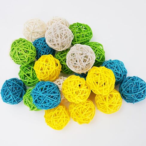 24PCS Yellow Blue Green Rattan Balls Wicker Balls Decorative Balls for Bowl Centerpieces, 2 Inch Twig Spheres Vase Fillers Home Wedding Party Decor in Saudi Arabia