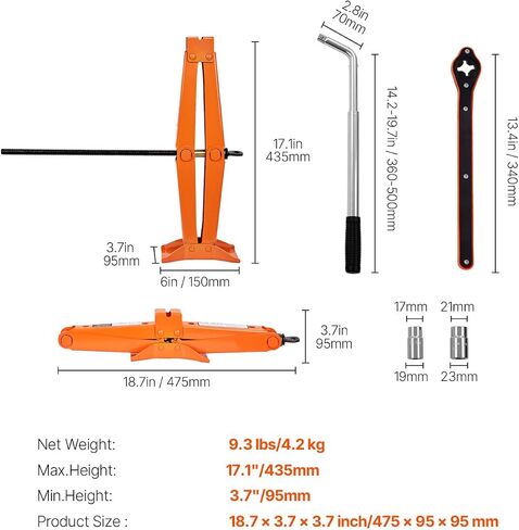جاك مقص Vevor ، 2.5 طن/6613 رطلاً مقصًا مقصًا مع نطاق رفع 3.7 "-17.1" ، ويشمل طقم تغيير الإطارات الشاقين ، وجع ريشت ، ومقبس العروة ، ويتناسب معظم السيارات in Kuwait