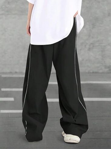 Zaful Mens Baggy Pants Y2K تباين الأنابيب الرباطية سروال سروال للجنسين سراويل شحن كبيرة الحجم للرجال مع جيوب in Kuwait