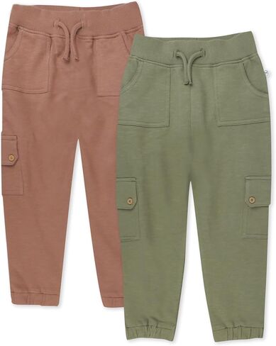 HonestBaby Kid's 2-Pack Easy Fit Cargo Sweat Pant 100% Organic Cotton Baby, Toddler, Boys, Girls, Unisex in Saudi Arabia