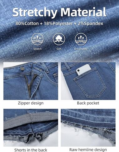 Denim Skort for Women High Wasited Mini Denim Skirt Stretch Summer Jean Skirt with Pockets in Saudi Arabia
