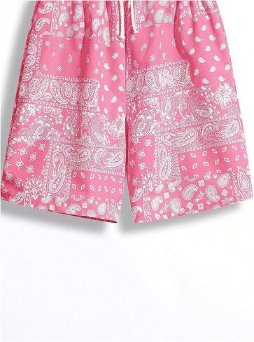 GORGLITTER Boy's 2 Piece Paisley Bandana Drippy Shorts Elastic Waist Boho Straight Leg Shorts in Saudi Arabia