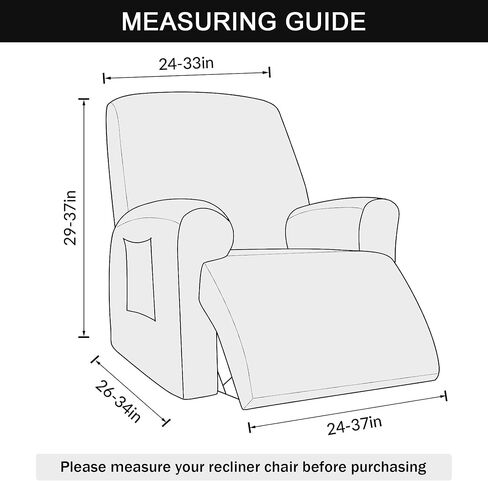 Stretch Recliner Chair Cover, 4-Pieces Recliner Slipcover Soft Velvet Recliner Covers Non Slip Furniture Protector with Pocket (Gray Purple) in Saudi Arabia
