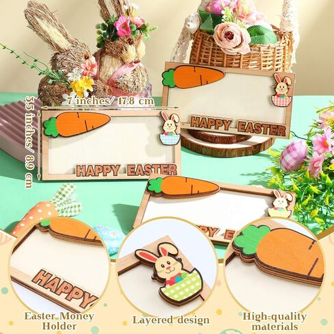 ReliThick 6 Pcs Wooden Christmas Money Holder Xmas Cash Holder Gifts Bulk Christmas Party Favors for College Students Xmas Holiday Party Favors Wood Money Decor in Saudi Arabia