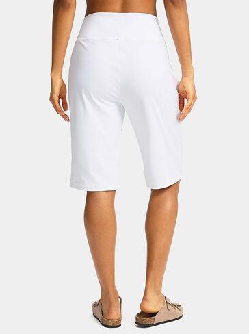 SANTINY Womens 12" Bermuda Shorts Knee Length with Pockets High Waisted Stretchy Casual Walking Long Shorts for Women in Saudi Arabia