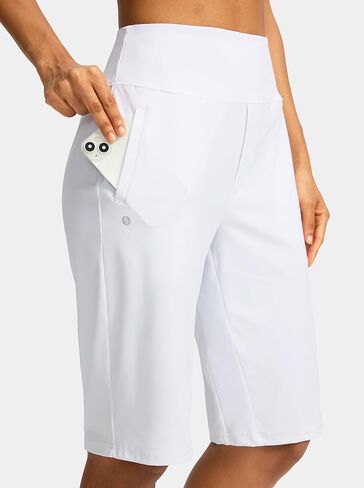SANTINY Womens 12" Bermuda Shorts Knee Length with Pockets High Waisted Stretchy Casual Walking Long Shorts for Women in Saudi Arabia
