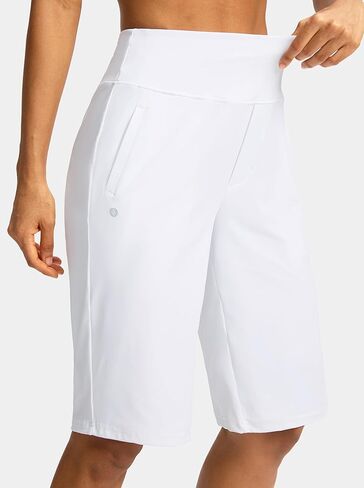 SANTINY Womens 12" Bermuda Shorts Knee Length with Pockets High Waisted Stretchy Casual Walking Long Shorts for Women in Saudi Arabia