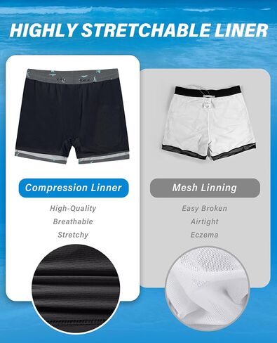 Swim Trunks Mens 5 Inch Inseam Compression Liner Short Men Bathing Suit Lined Swimming Shorts Men's Swim Suits in Saudi Arabia