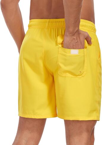 Mens Swim Trunks with Compression Liner 7 inch Inseam Bathing Suit Swim Shorts Men in Saudi Arabia