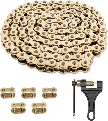 Belleone 520 Gold Motorcycle Chain 120 Links with Chain Breaker, 520 Standard Roller Chain with 5 Connecting Master Links in Saudi Arabia