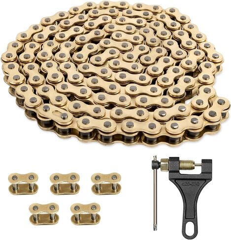 Belleone 520 Gold Motorcycle Chain 120 Links with Chain Breaker, 520 Standard Roller Chain with 5 Connecting Master Links in Saudi Arabia