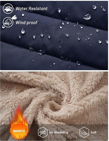 Cotrasen Mens Puffer Jacket Sherpa Lined Water Resistant Hooded Full Zip Mid-Weight Warm Insulated Winter Coat in Kuwait