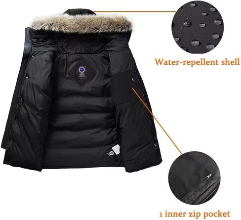 Men's Long Winter Coats Parkas Water Repellent Jacket Warm Fur Hooded Thicken in Saudi Arabia