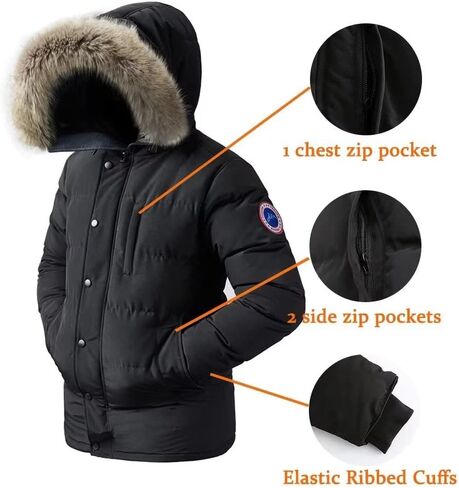 Men's Long Winter Coats Parkas Water Repellent Jacket Warm Fur Hooded Thicken in Saudi Arabia