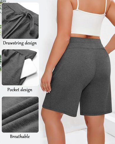 Huukaey 3 Pack Women's Plus Size Bermuda Shorts عرضة شورتات الركبة طول الركبة المشي مع جيوب in Kuwait