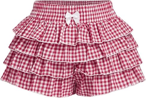 نساء Y2K القماش القطني القصيرة مرنة القوس القوس القوس شورتات الطبقة الكشكش شورت مصغرة in Kuwait