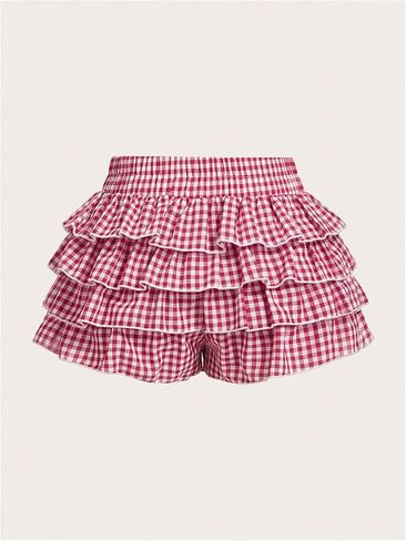 نساء Y2K القماش القطني القصيرة مرنة القوس القوس القوس شورتات الطبقة الكشكش شورت مصغرة in Kuwait