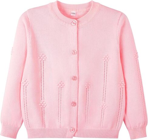 Danny D Toddler Girls Crewneck Cardigan Sweater Kids Long Sleeve Button Knit Tops Outwear Bolero Shrug Cropped Tops in Kuwait