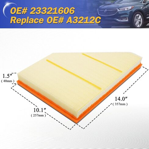 Engine Air Filter Kit for 2017-2022 GMC Acadia / 2018-2022 Buick Enclave/ 2018-2022 Chevy Traverse /2019-2022 Chevy Blazer /2017-2022 XT5 A3212C 23321606 in Saudi Arabia