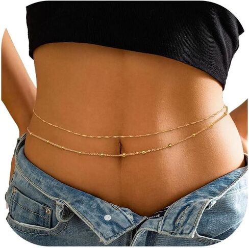 Waist Chain for Women Body Chain Jewelry Silver Rhinestone Waist Chain Belt Silver Navel Belly Chain Crystal Body Chains Jewelry for Summer Beach Outfits in Saudi Arabia
