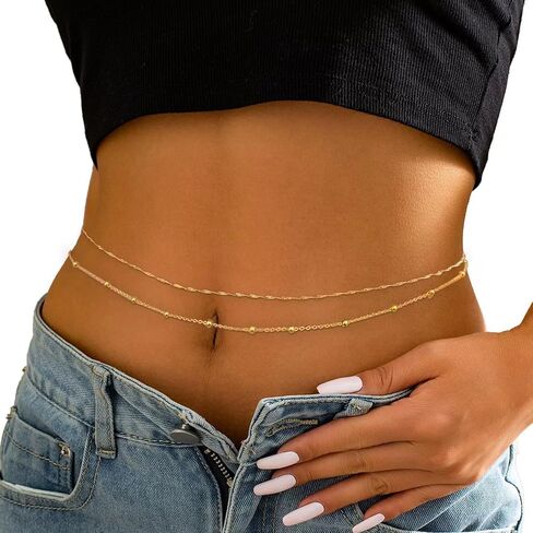 Waist Chain for Women Body Chain Jewelry Silver Rhinestone Waist Chain Belt Silver Navel Belly Chain Crystal Body Chains Jewelry for Summer Beach Outfits in Saudi Arabia