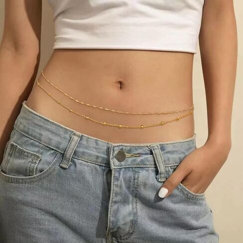 Waist Chain for Women Body Chain Jewelry Silver Rhinestone Waist Chain Belt Silver Navel Belly Chain Crystal Body Chains Jewelry for Summer Beach Outfits in Saudi Arabia