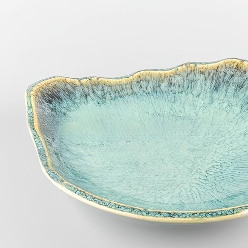 Ceramic Decorative Dish for Kitchen Counter, Porcelain Versatile Centerpiece Decor Dish, 10'' Large Green Fruit Bowl, Gift Decor Tray for Entryway Table Living Room Dining.(10"BIUE) in Saudi Arabia