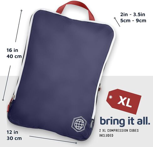Large Compression Packing Cubes 6 Piece Set for Travel with Lightweight Laundry Bag for Carry-On Suitcase by TRIPPED Travel Gear (Navy) in Saudi Arabia