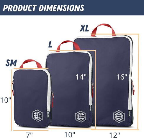 Large Compression Packing Cubes 6 Piece Set for Travel with Lightweight Laundry Bag for Carry-On Suitcase by TRIPPED Travel Gear (Navy) in Saudi Arabia