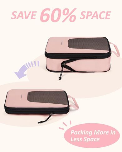 BAGSMART Compression Packing Cubes for Travel, 6 Set/4 Set Packing Cubes for Suitcases, Compression Suitcase Organizer Bags Set for Travel Essentials, Lightweight Packing Organizers in Kuwait