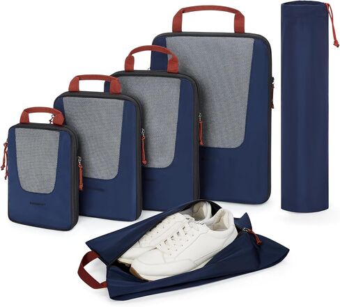 BAGSMART Compression Packing Cubes for Travel, 6 Set/4 Set Packing Cubes for Suitcases, Compression Suitcase Organizer Bags Set for Travel Essentials, Lightweight Packing Organizers in Kuwait